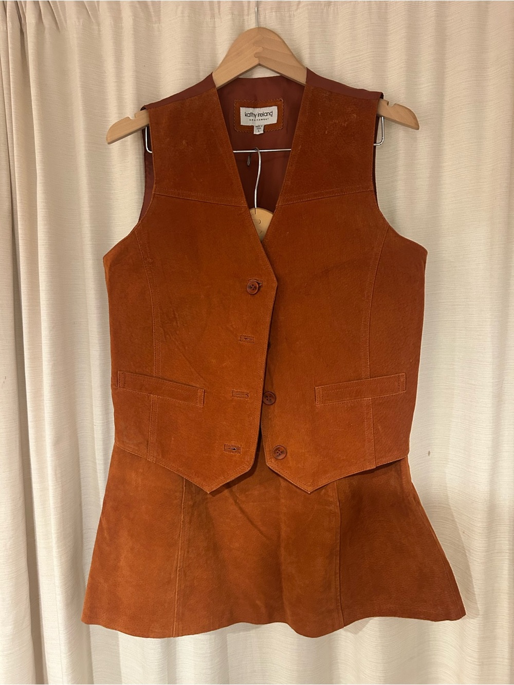 Vintage Suede Matching Vest and Mini Skirt in Rust